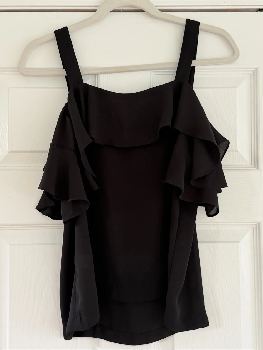 J. Crew Black Ruffle Cold-Shoulder Camisole - Picture 2 of 3